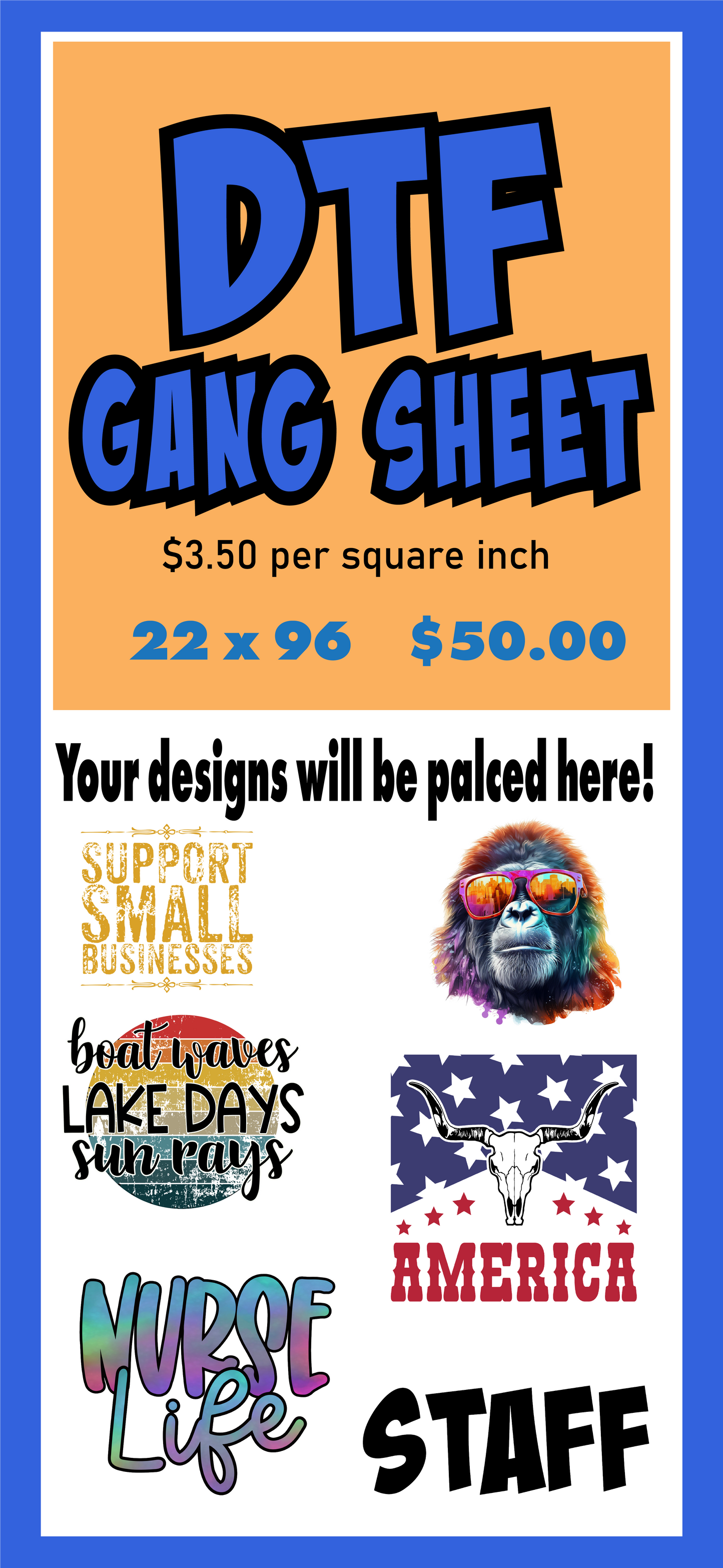 Gang Sheet 22 x 96